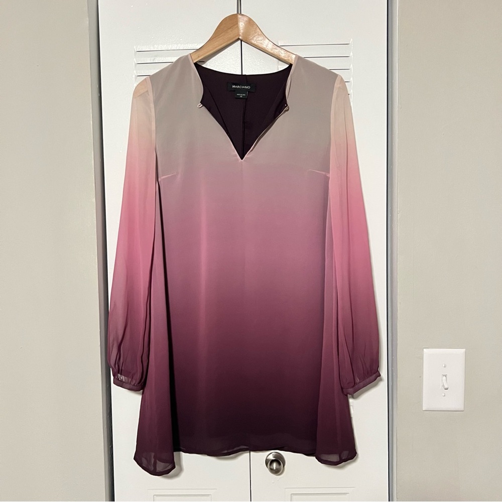 Guess By Marciano Ombre Degrade Long Sleeves Dress Women's Size XS Preowned